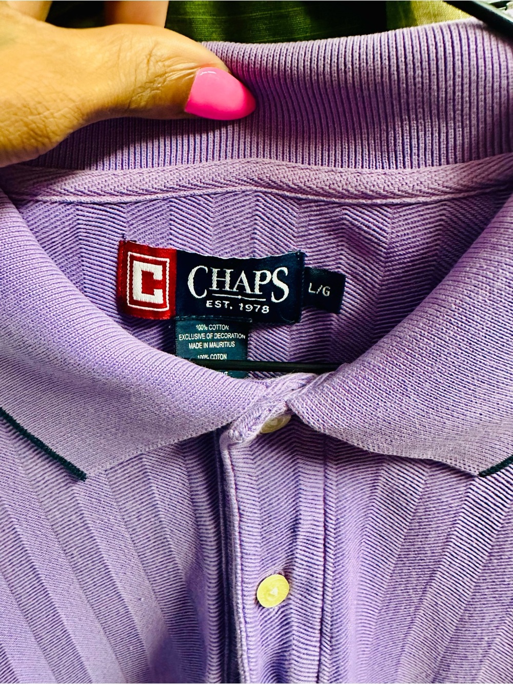Chaps Lavender Men's Polo with Contrast Trim